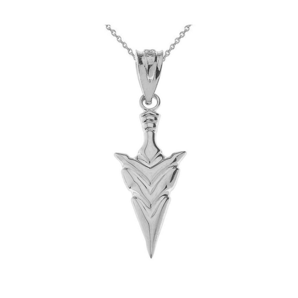 925 Sterling Silver Spear Point Arrowhead Pendant Necklace 60$